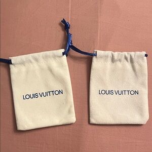 Louis Vuitton Cream and Blue Drawstring Pouches